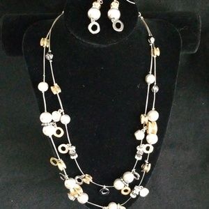 Chico's Sculpted Metal and Crystal Set